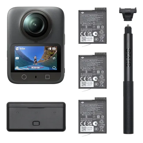 DJI Osmo 360 Adventure Combo, Câmera 360 com Imagem de 360° de 1 Polegada, Bateria de Longa Duração com 3 Baterias, Víde