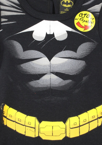 Imagen 9 de 10 de Pañalero Bebe Ropa Dc Comic Batman Musculos Capa Set 2 Pzs