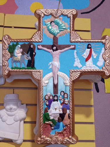 Cruz De Pared   La Vida De Jesús  Cerámica Para Pintar. 
