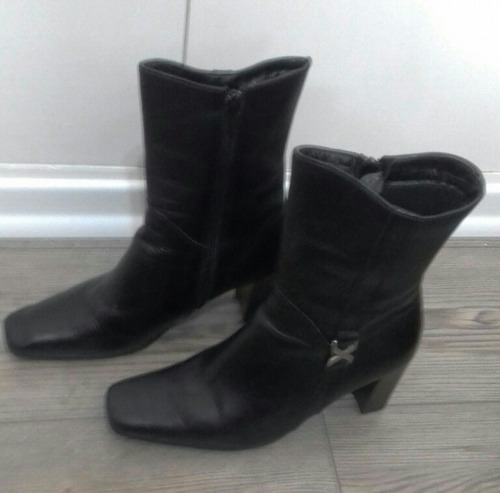 Botas Cuero Vac. Mujer 36 Taco Madera Suela Febo.comonuevas!