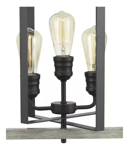 Lampara De Techo Colgante 14'' Rustica Geometrica 3 Luces Estructura Plateado