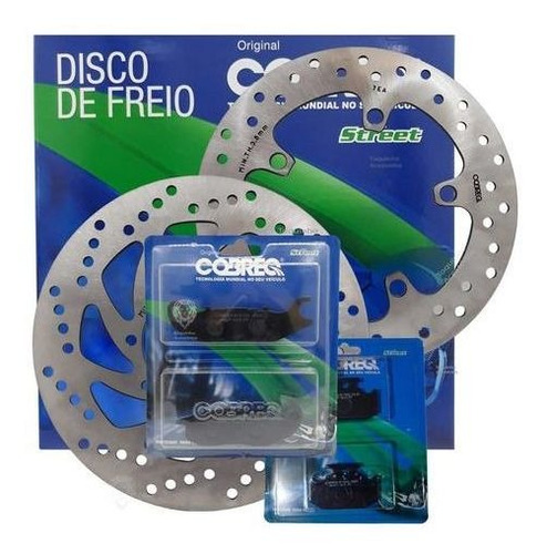 Kit Disco Freio Diant E Traseiro +pastilhas Fazer 250 Cobreq