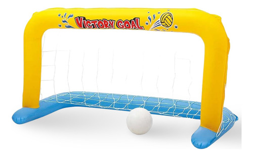 Conjunto Polo Aquático Com Bola E Gol Inflável 1,42m Bestway Cor Amarelo/azul