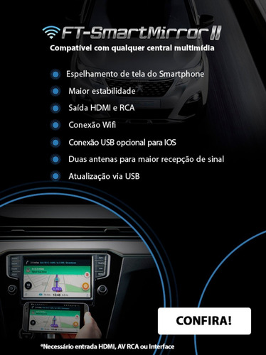 Espelhamento Mirror Cast Automotivo Faaftech Android Ios