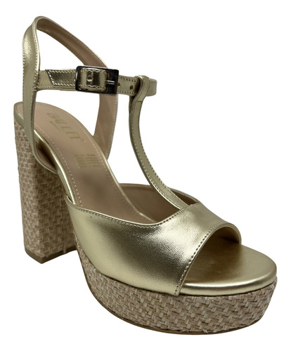 Zapato Tacón Mujer Plataforma Alto Cómodo Casual Oro Balleé