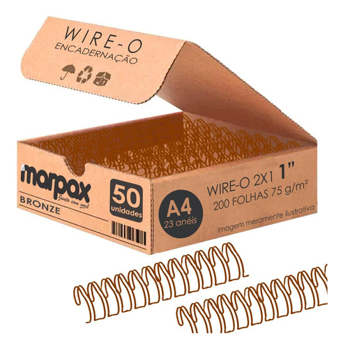 Wire-o Para Encadernação 2x1 A4 Bronze 1 Para 200 Fls 50un