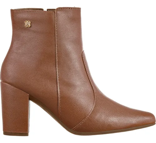 Bota Bico Fino Coturno Feminino Cano Curto Salto Confortável