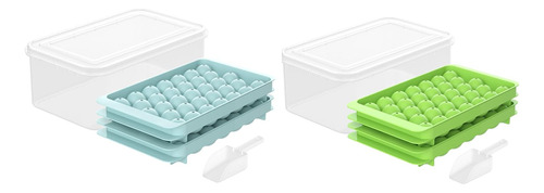 Round Ice Cube Tray With Lid And Bin (green&blue)