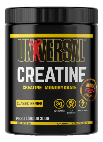 Creatina Pura Monohidratada 300g Classic Series - Universal Sabor Neutro