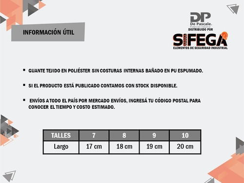 Imagen 4 de 5 de Guantes Tejidos Sin Costura Recubiertos En Pu Espumado