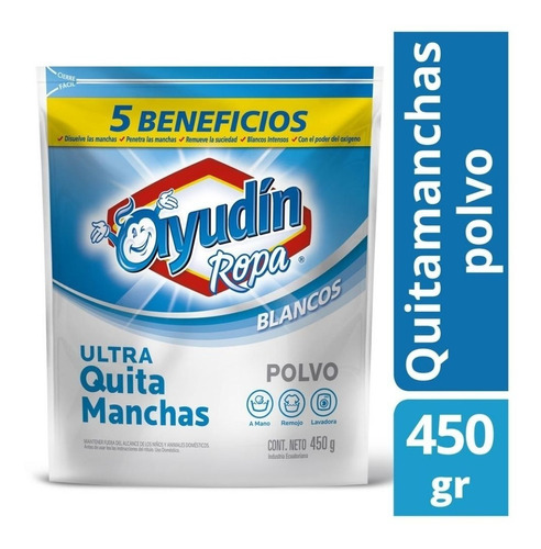 Ultra Quitamanchas Ropa En Polvo Ayudín Ropa Blanca 450 Gr