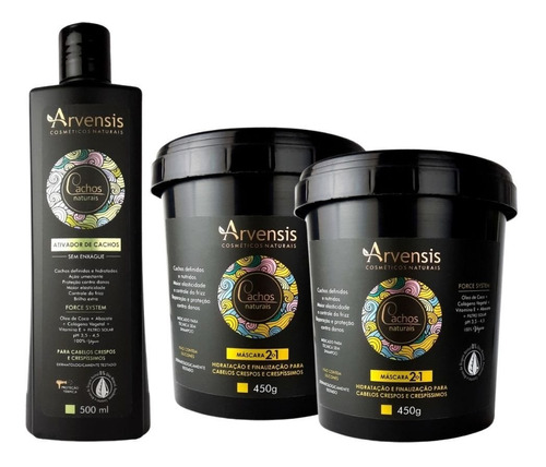 Kit Arvensis Ativador De Cachos Crespo + 2 Máscara 2x1 450g