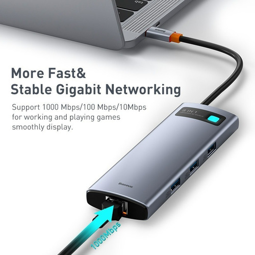Baseus Ancoragem Usb C Adapter 8 Em 1 Hdmi 4k