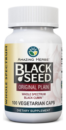 Amazing Herbs Whole Spectrum Black Seed Original Plain, Cáp