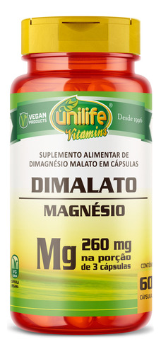 Magnésio Dimalato Puro 60 Caps - Unilife 
