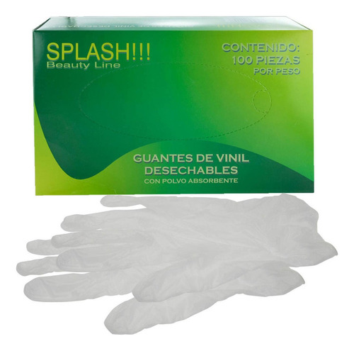 Guantes Vinil Ch Med Gde Con Talco Proteccion Manos 100 Pzs Color Transparente Talla Grande
