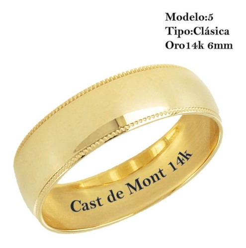 Argolla Matrimonio 6mm 1pieza Anillo De Boda Oro 14k Clasica