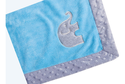 Bacati Elephants Blankets, Aqua With Grey Border Ealgblk1