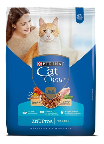 Alimento Gato Cat Chow Adulto Pescado Forti Defense 8 Kg