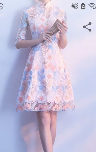 Vestido Qipao Elegante Fiesta Bordado Importado Asia Orienta