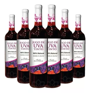 Jugo de uva Tinto Fantelli 100% natural 0% alcohol caja de 6