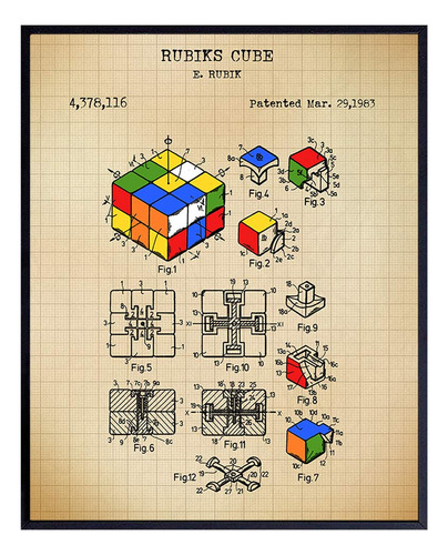 Impresión De Arte   De Patente De Cubo De Rubik  Póst...