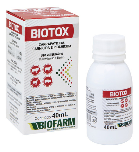 Biotox Pulverizador E Banho Contra Pulgas Carrapatos Biofarm Cor