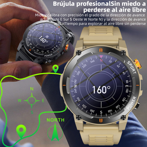 ** Reloj Inteligente For Deportes Al Aire Libre De 1,52 Con Linterna, Capaz De Medir Frecuencia Cardíaca, Presión