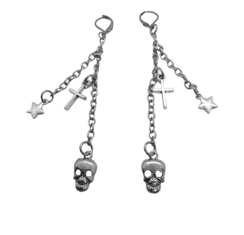 Aros Cadena Cruz Estrella Calavera Punk Y2k Aesthetic Goth