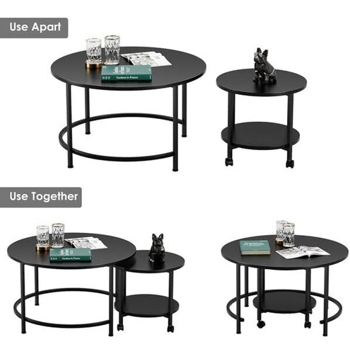 Set De 2 Mesa De Centro Minimalista De Madera 80 Con 47cm