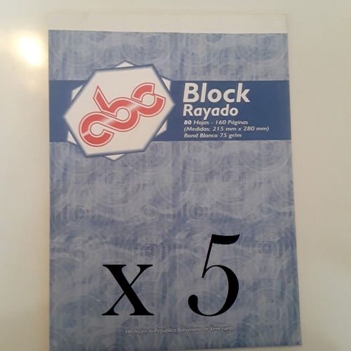 Block Rayado 80 Hojas 160 Paginas Abc  Combo 5 