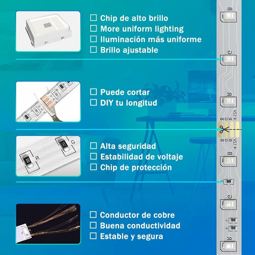 Tira De Led 20m Luces Neón Multicolor Para Cuarto