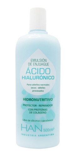 Enjuague Han Curly Girl Acido Hialuronico Sin Sulfatos 500ml