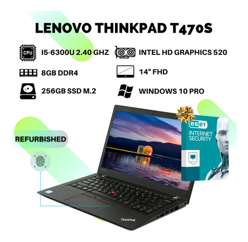  Laptop Lenovo Thinkpad T470s I5 6ta Gen 8gb 256gb Ssd M.2 