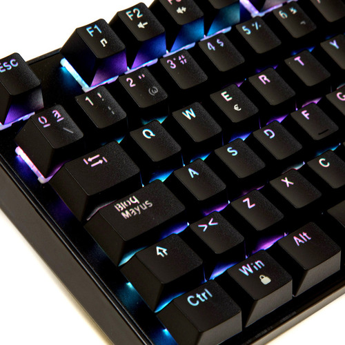 Imagen 5 de 7 de Teclado gamer Njoytech Ghost Knight 3 Tournament Edition QWERTY Outemu Blue español color negro con luz RGB
