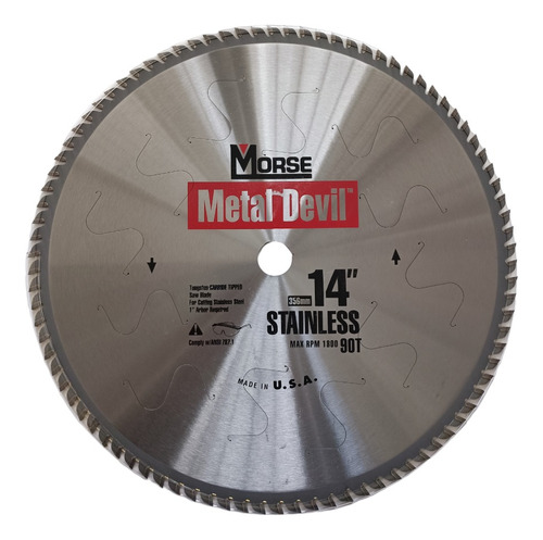 Disco 14  X 90 Dientes Para Corte De Metal Morse Csm1490ssc