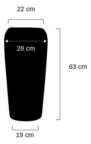 Vaso De Fibra De Vidro 63x28 Cm Estilo Vietnamita Preto