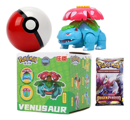 Venusaur Figura Pokémon Y Pokebola + Cartas Pokémon Con Caja