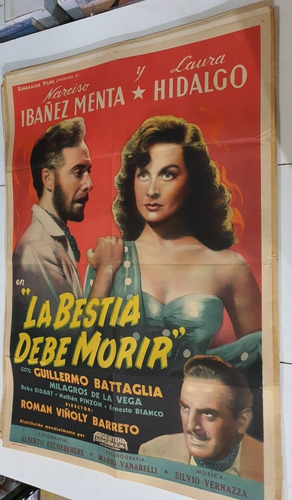 Antiguo Afiche De Cine Original La Bestia Debe Morir- Sb