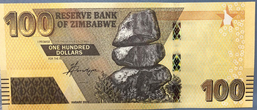 Billete Zimbawe 100 Dolares Año 2020 Sin Circular