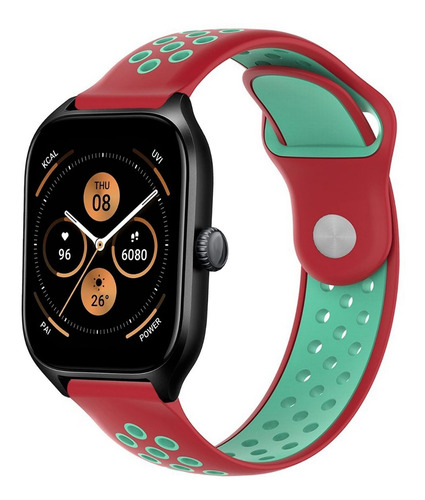 Correa Transpirable Premium Compatible Amazfit Gts 4 4 Mini Rojo&turquesa 2 Cm