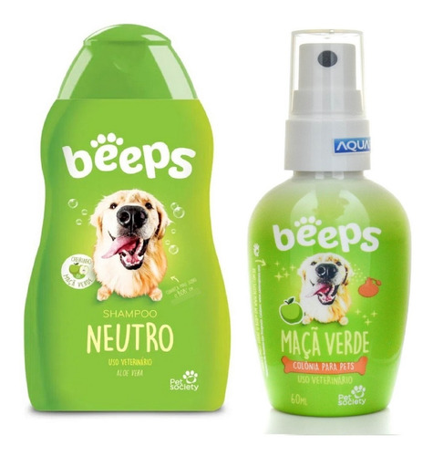 Kit Shampoo Beeps Neutro 500ml + Colônia De Maçã Verde 60ml