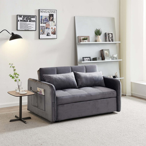 Sofa Tipo Cama Con Porta Vasos 2 Cuerpos