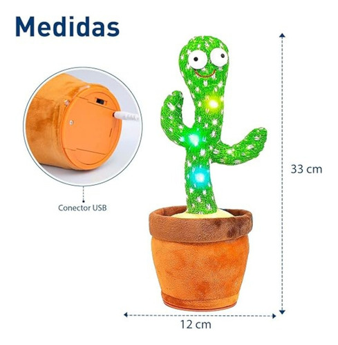 Cactus Bailarín Peluche Juguete Bebé Felpa Niños Recargable