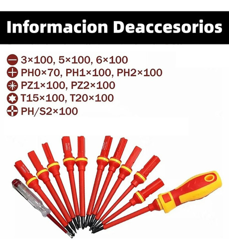 13 Piezas 1000v Destornilladores Intercambiables Aislados
