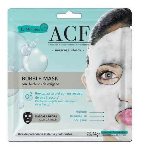 Acf Bubble Mask Shock Burbuja De Oxigeno Mascara Facial 14g