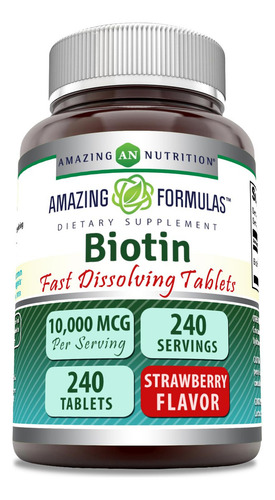 Amazing Formulas Biotina 10000 Mcg 240 Tabletas Sin Gluten