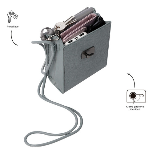 Totto Bolsa De Dama - Mujer Crossbody Smooth Xs - A Gris Oscuro Lisa