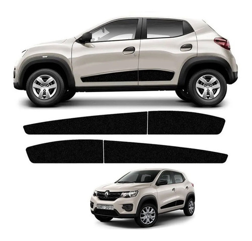 Kit Faixa Lateral Renault Kwid 2018 19 2020 21 Adesivo Preto