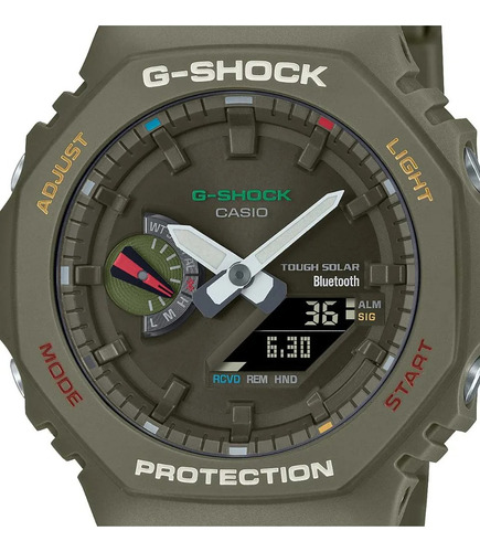 Reloj Casio G-shock Ga-b2100 Para Caballero Color De La Correa Verde Color Del Bisel Verde Color Del Fondo Verde